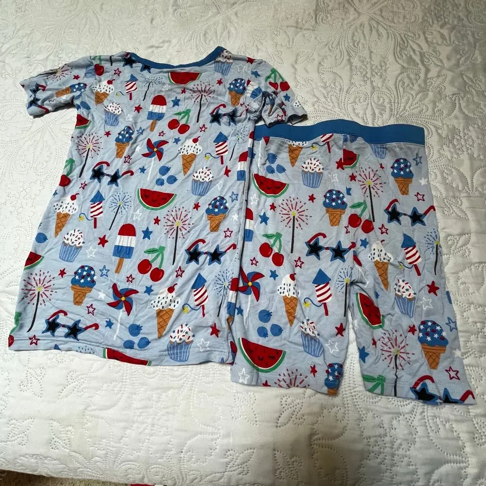 Little Sleepies 4th of July Summer Bamboo PJ Set Size 9/10